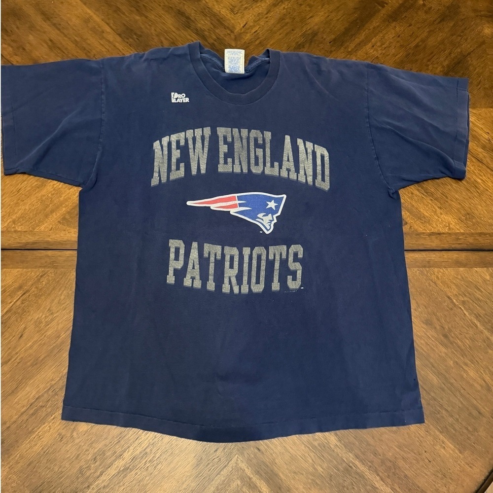 Vintage Pro Player New England Patriots T-Shirt Navy Blue XXL Made in USA NFL